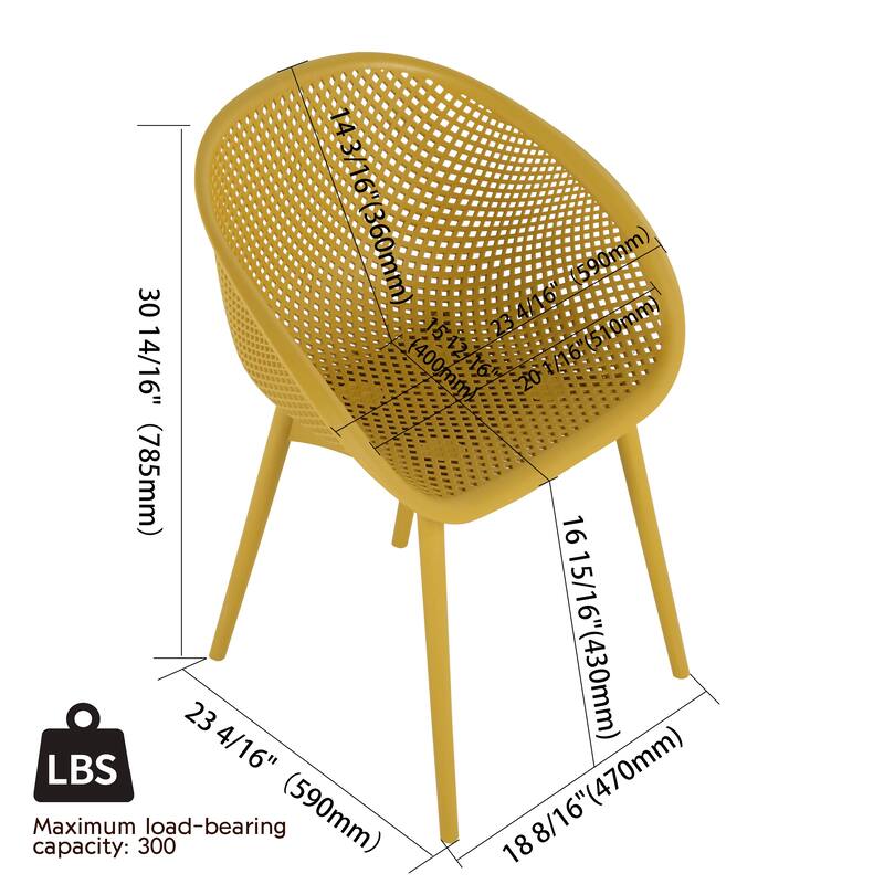 2-Pack Modern Lounge Chairs-Indoor/Outdoor All-Weather PP Plastic, Lightweight & Stackable for Patio, Beach, Living Room