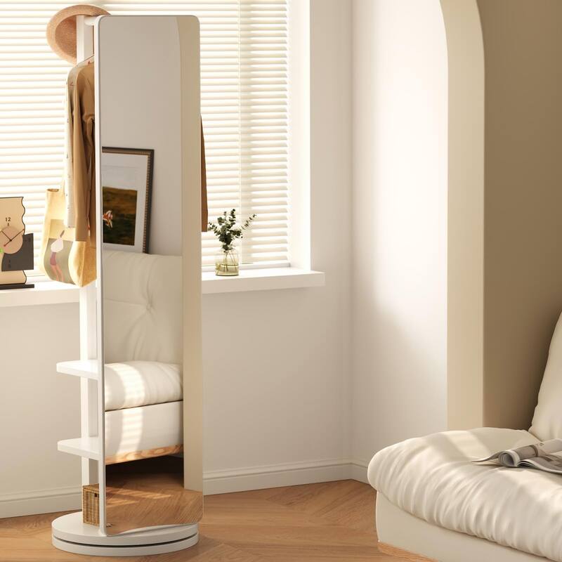 Versatile Full-Length Mirror with Practical Hanger - White