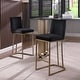 preview thumbnail 1 of 7, Counter Height Barstools Set of 2, Velvet Upholstered Dining Chairs, Black Guest Chair, High Bar Chair with Metal Legs Black