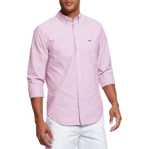 Shop Lacoste Mens Button Down Shirt Woven Regular Fit Overstock