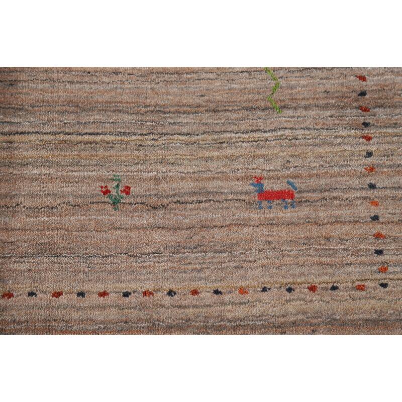 Gabbeh Indian Rug Handmade Tribal Brown Wool Carpet - 3'11" x 5'7"