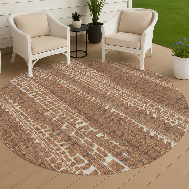 Machine Washable Indoor/ Outdoor Modern Winfield Chantille Rug - Paprika - 8' x 8'