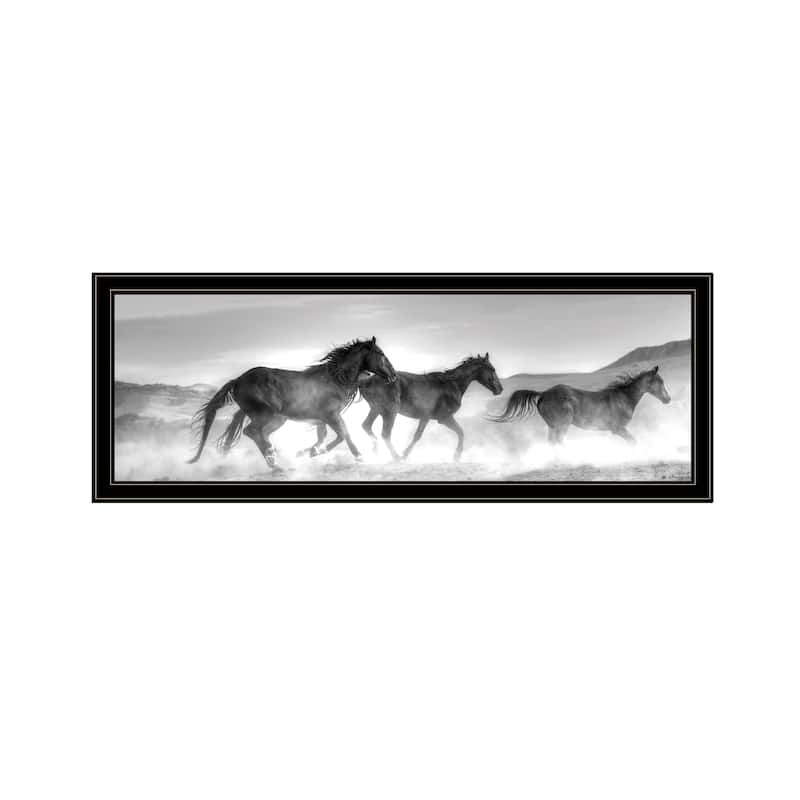 TrendyDecor4U Coastal "Horses Rolling By" Framed Print Wall Art - Black