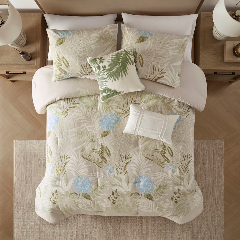 Harbor House Kiawah Island 6 Piece Oversized Cotton Comforter Set with Throw Pillow