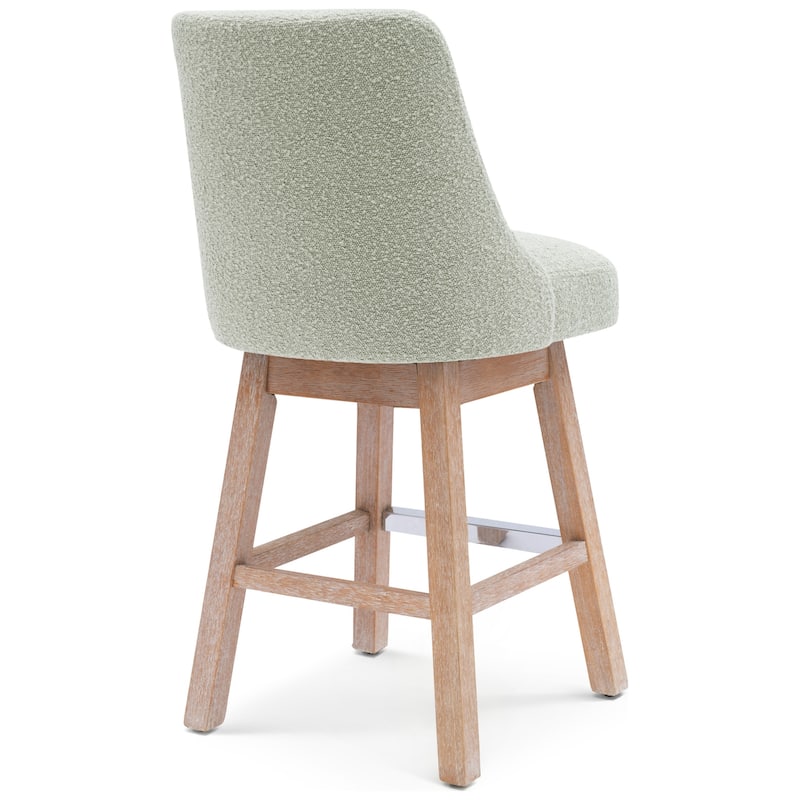 Boucle Polyester Upholstered Swivel Counter Stool - Foot Glides (Set of 2)
