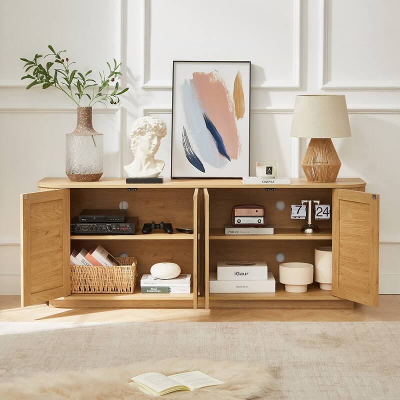 64" Wave Shaped Sideboard Cabinet with Curved Edges Multi-Functional Storage Solution for Organizing Space