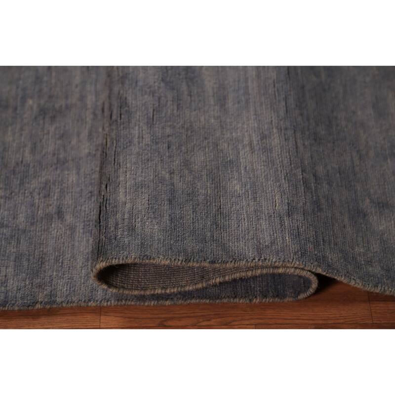 Gabbeh Modern Area Rug Hand-Knotted Strip Gray Wool Carpet - 5'7" x 7'10"