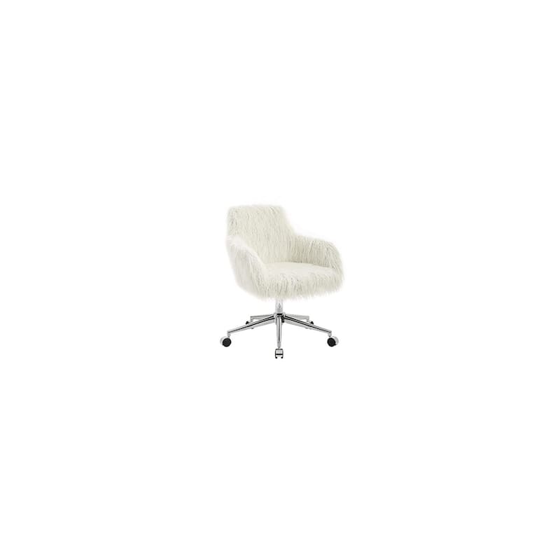 Coastal Office Chair - Faux Fur Seat, Chrome Legs, Adjustable Height Desk Chair