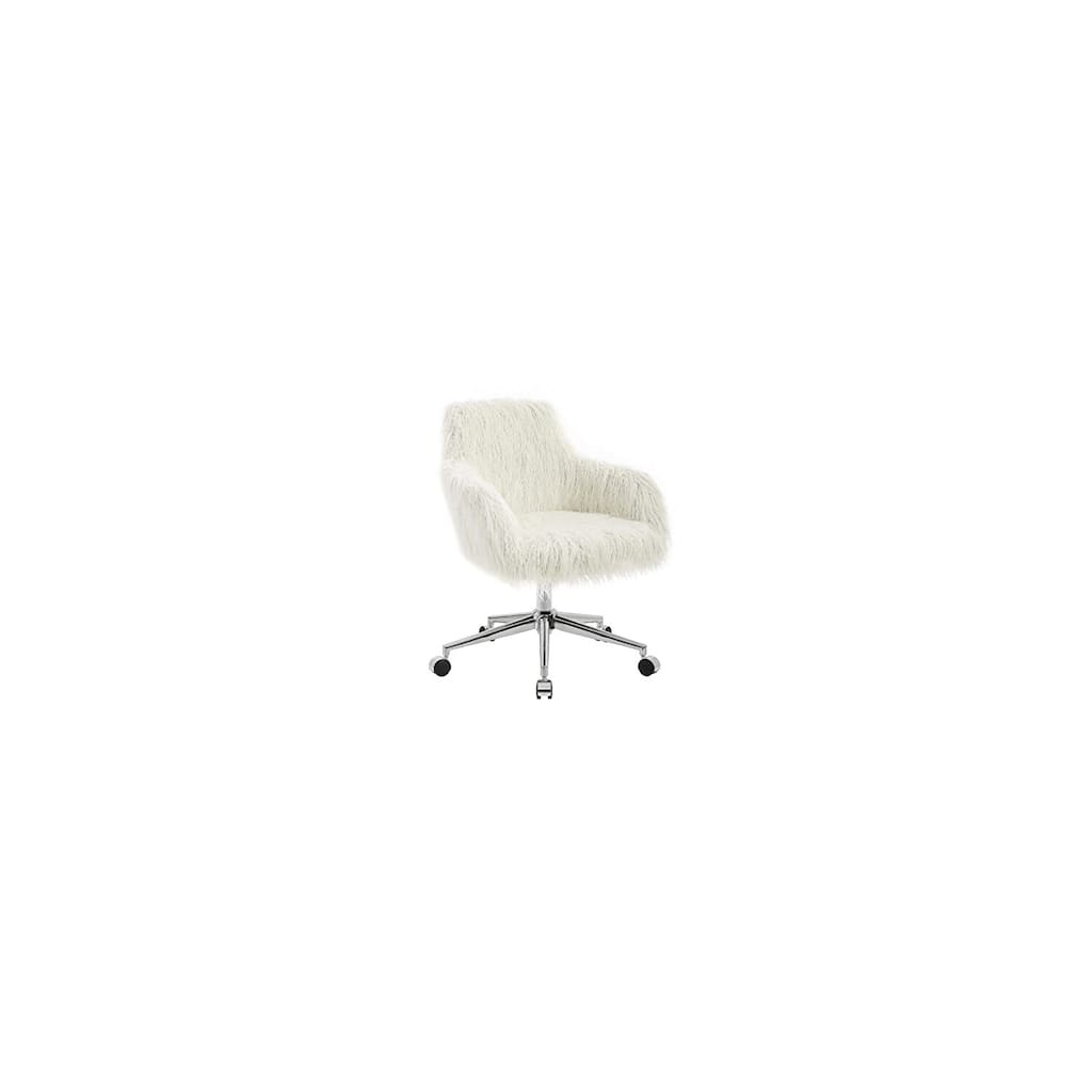 Coastal Office Chair - Faux Fur Seat, Chrome Legs, Adjustable Height Desk Chair