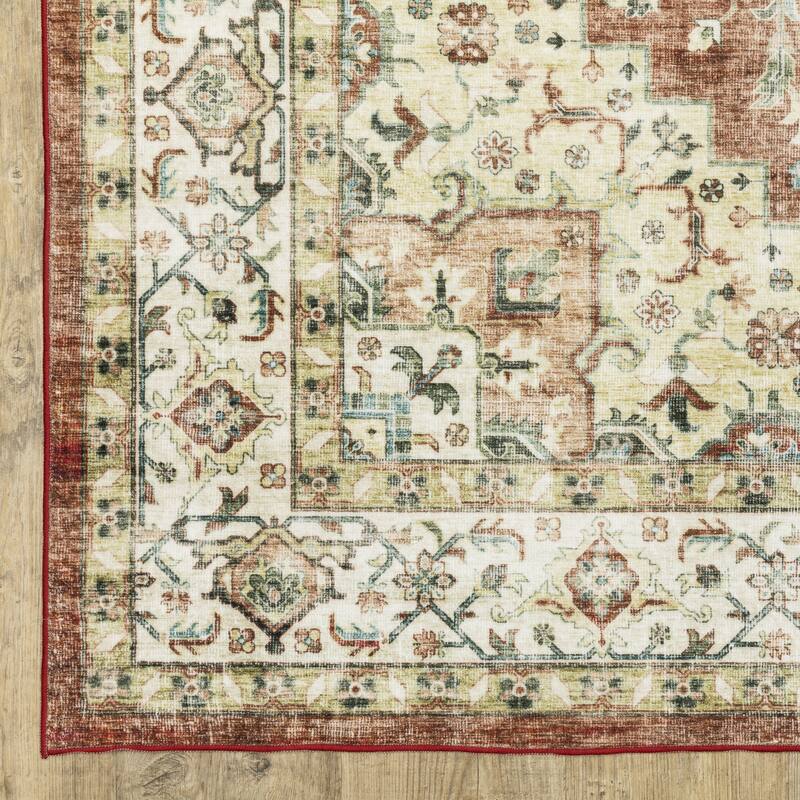 Vista Home Sunderland Vintage Medallion Machine Washable Area Rug Mat