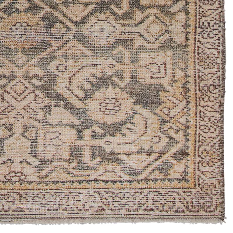 The Curated Nomad Durlston Printed Trellis Gold/ Green Cotton Mix Area Rug