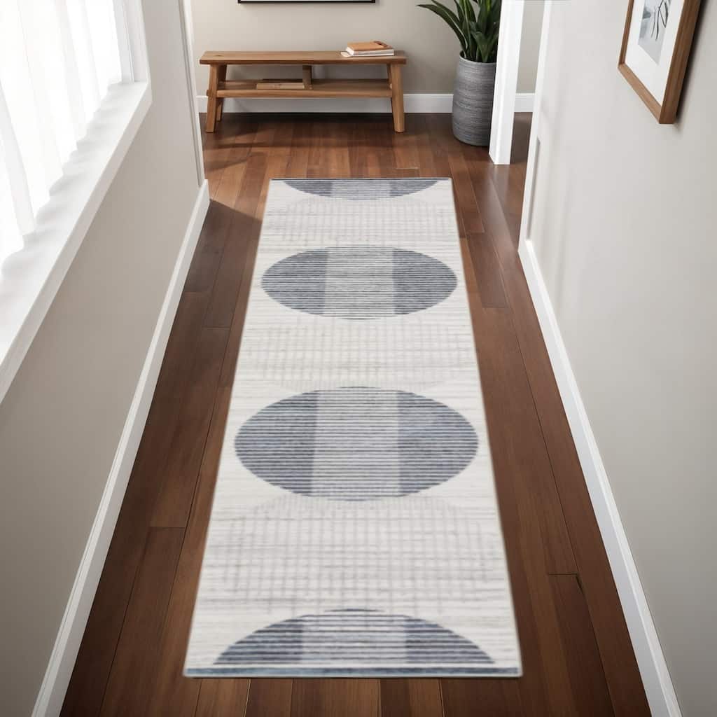HomeRoots Geometric Modern Runner Area Rug - 96.00 in. x 26.00 in. x 0.25 in.