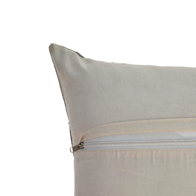 Sevita Wayne Gray/ Tan Striped Wool and Faux Hide Blend Pillow with Poly Insert