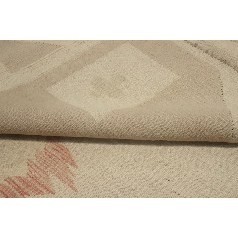 Hand Woven Southwestern Wool Beige Geometric Area Rug - 9' 10'' X 8' 5''