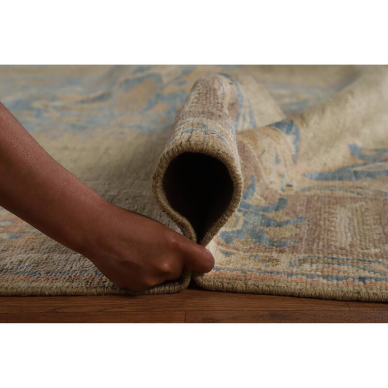 Hand Knotted Oriental 100% Wool Carpet Transitional Medallion Yellow & Gold Oushak Area Rug - 12' 1'' X 8' 10''