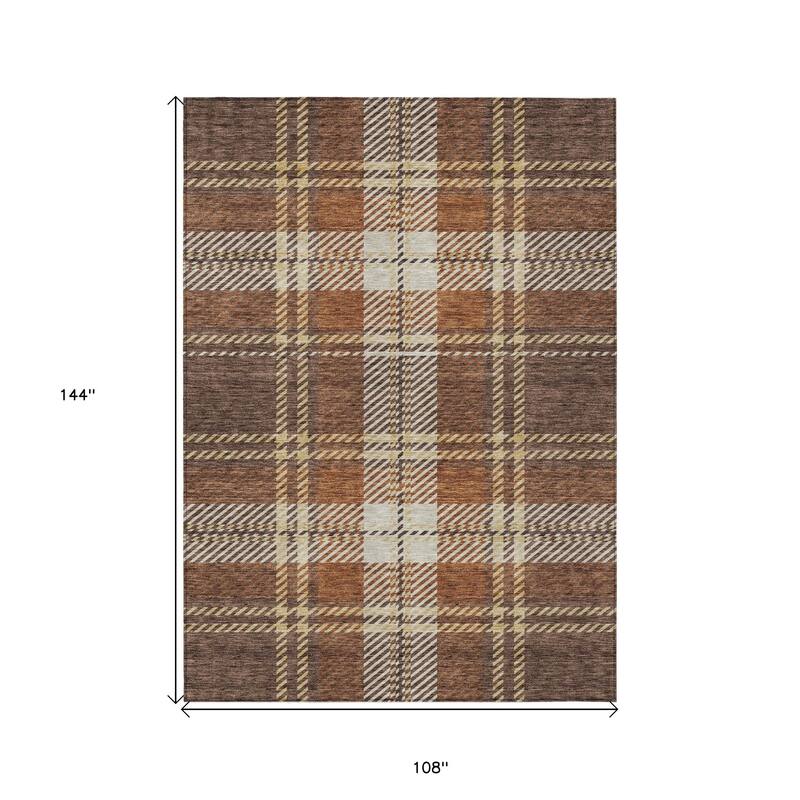 HomeRoots Plaid Transitional Rectangle Outdoor Rug