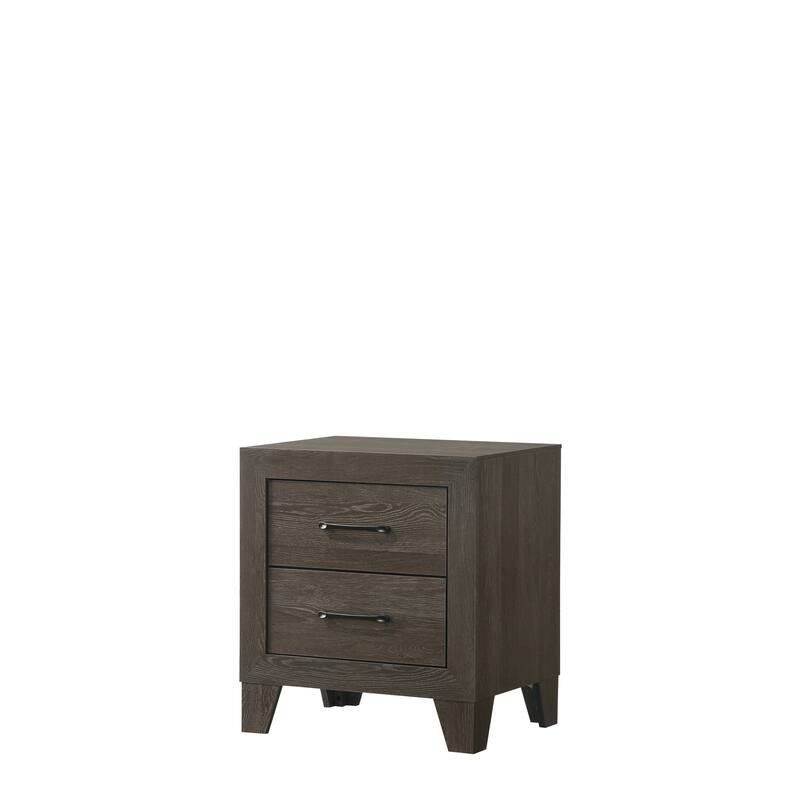 1pc Contemporary Two-Drawers Nightstand Bed Side Cabinet Wooden Furniture Dark Brown Color