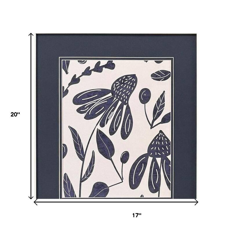 HomeRoots Set Of Two Denim Floral White Framed Wall Art