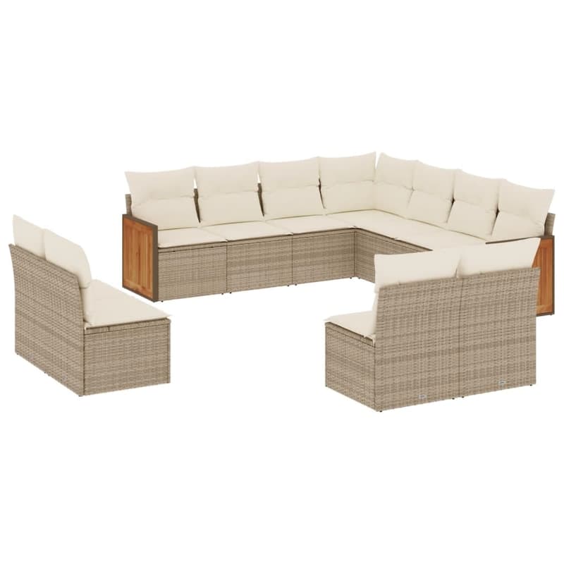 vidaXL Patio Sofa Set with Cushions Outdoor Conversation Furniture Poly Rattan