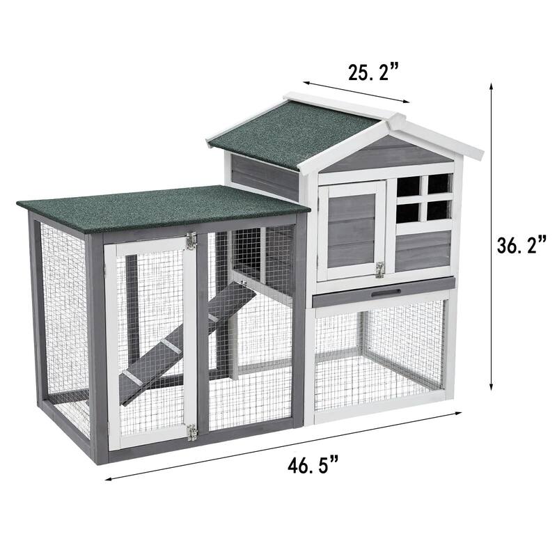 Rabbit Hutch Indoor and Outdoor Bunny Cage for Small Animals with 2 Lockable Doors