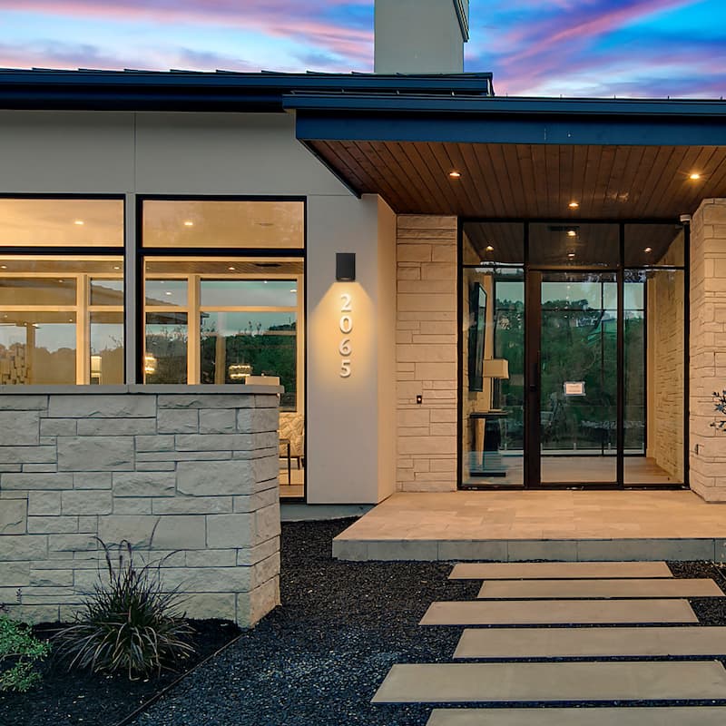 Matte Black Dusk to Dawn Outdoor Wall Lights with Door Numbers and Bulb Included