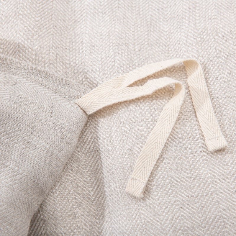 WHOLINENS Stone Washed French Linen Duvet Set 3Pcs Coconut Shell Button Closure