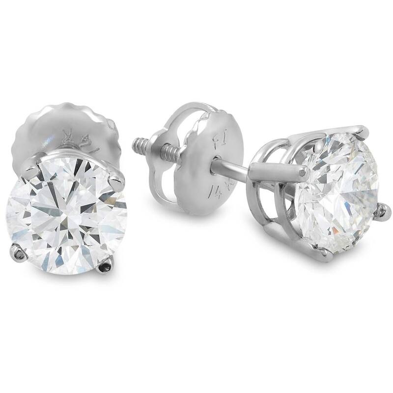 1 1/2CT Diamond Screw Back Studs Platinum