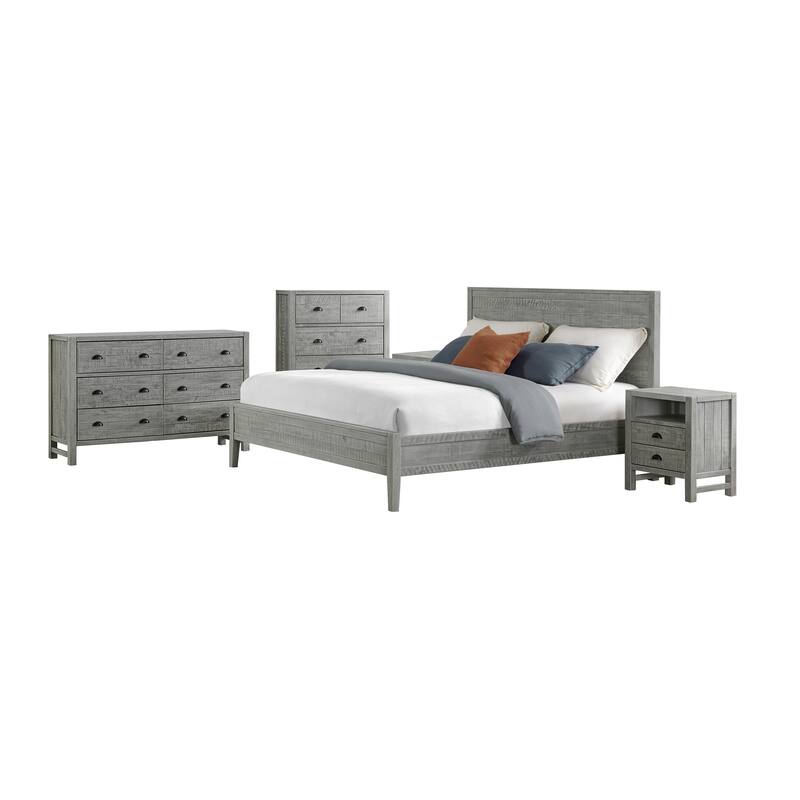 Arden 5-Piece Wood Bedroom Set with King Bed, Two 2-Drawer Nightstands, 5-Drawer Chest, 6-Drawer Dresser