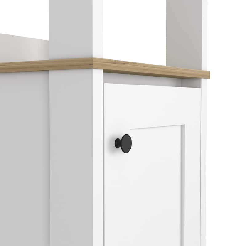 Linen Cabinet With Two Open Shelves And Single Door