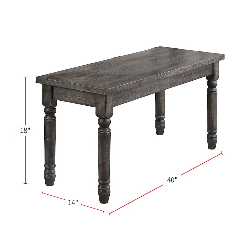 Rectangular Wooden Bench in Weathered Gray