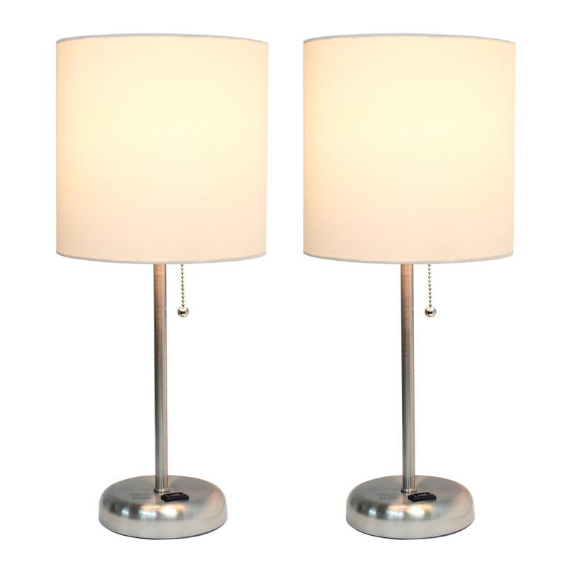 Simple Designs 19.5" 2 Pack Table Desk Lamp Set with Charging Outlet - 19.50