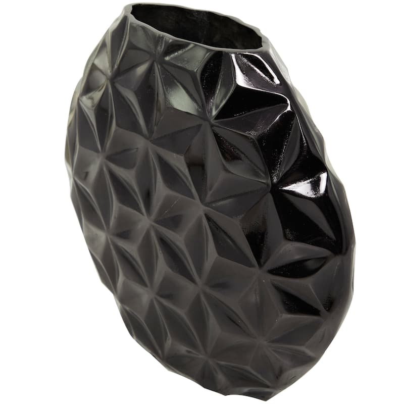 CosmoLiving by Cosmopolitan Aluminum Metal Faceted Geometric Vase - Black, Silver, Gold