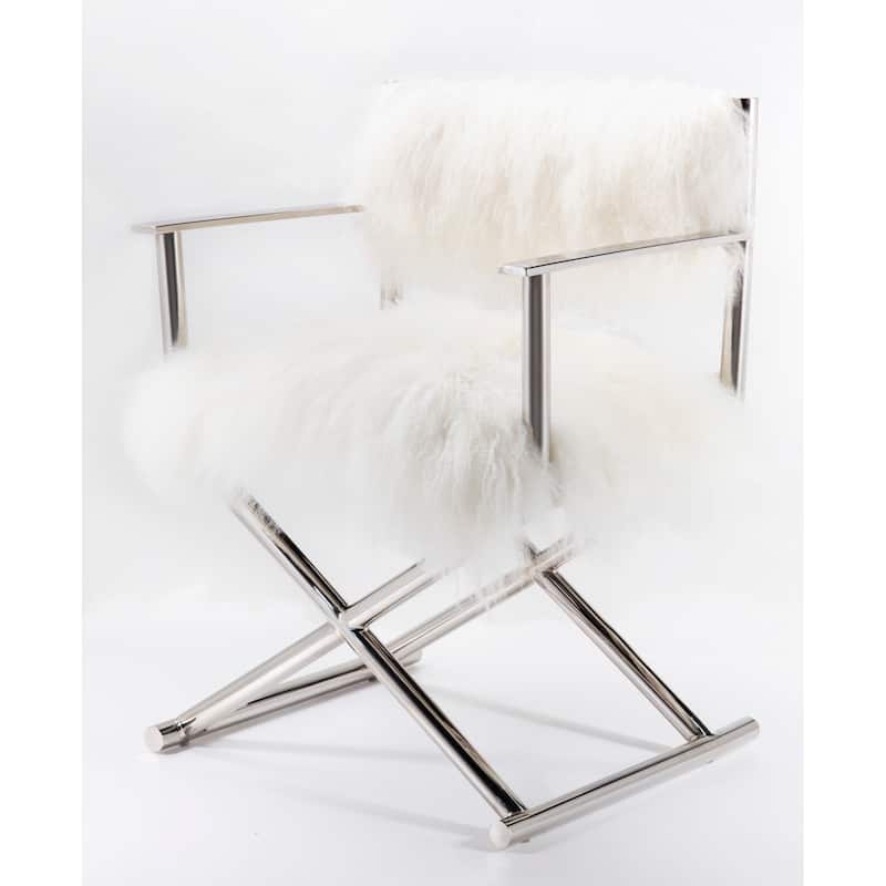 Pasargad Home Paris Love Director's Chair, Ivory - 18"W x 23.5"L x 31"H