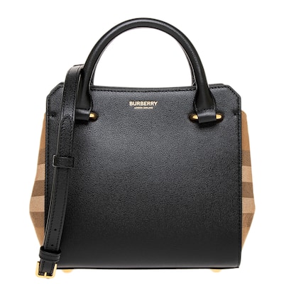 Burberry Mini Banwell House Check and Leather Tote Bag