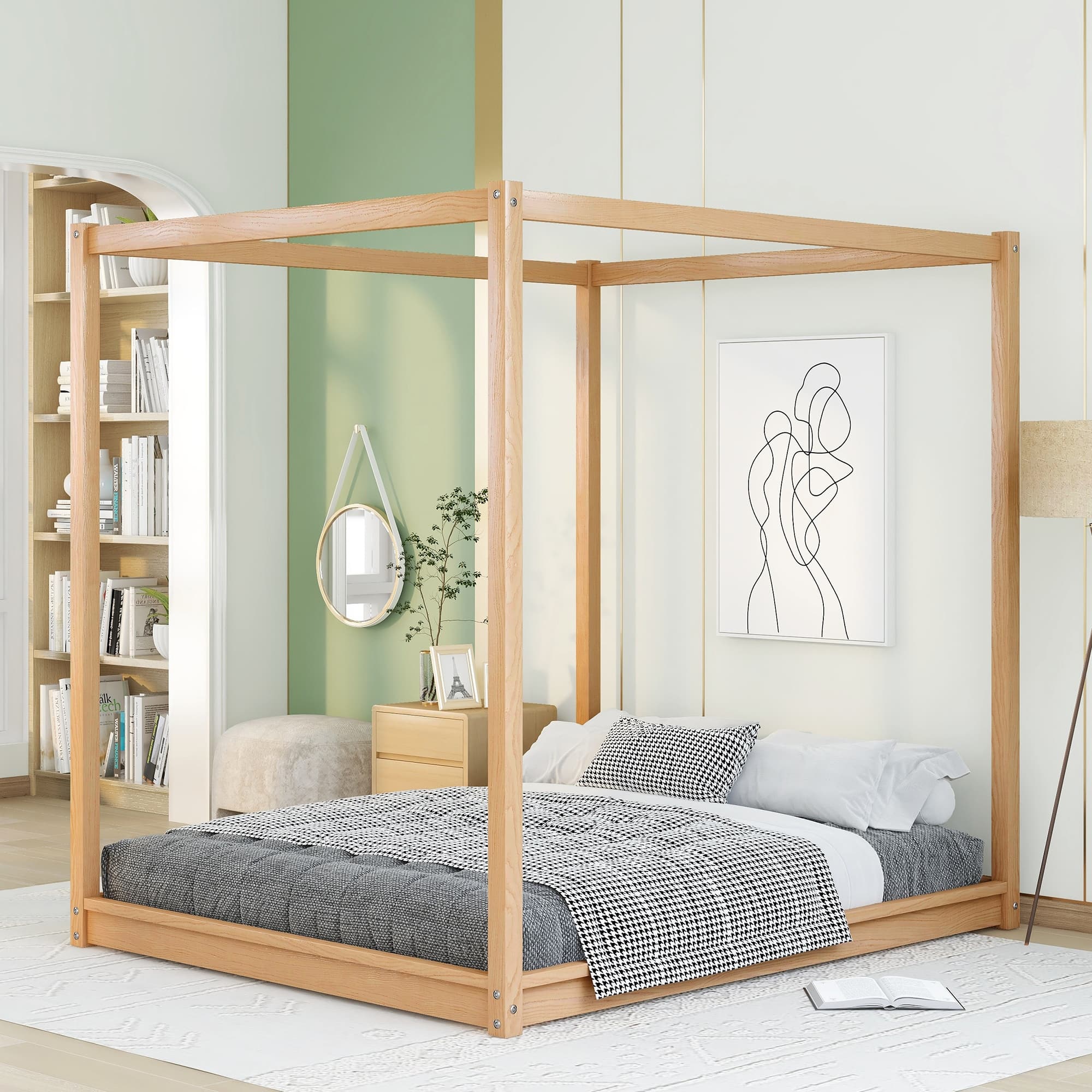 Natural Pine Wood Canopy Platform Bed Support Legs, HighQuality