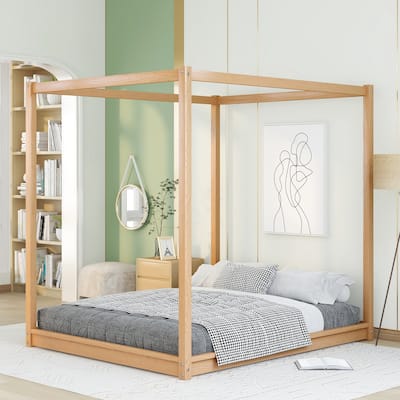 Queen Size Canopy Platform Bed with Support Legs