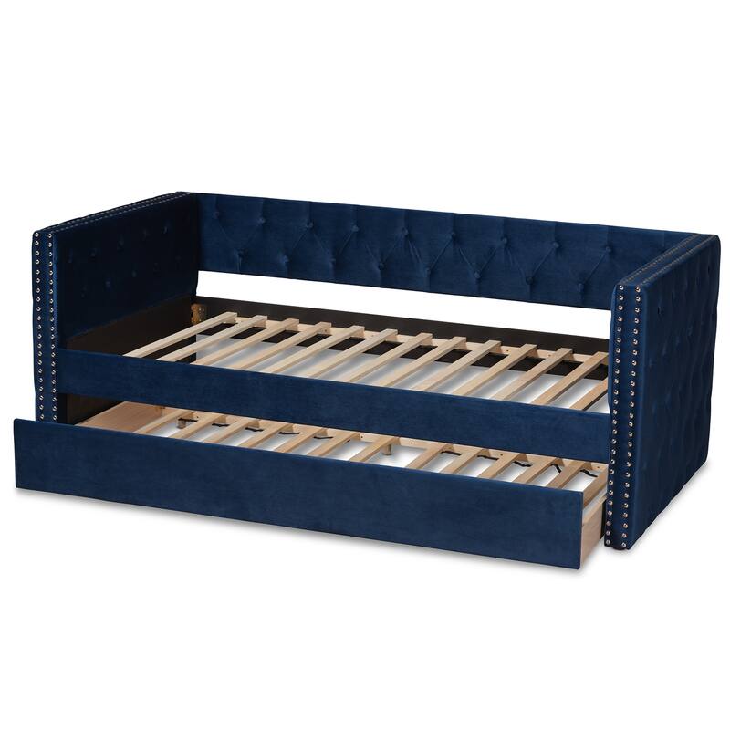 Larkin Modern Velvet Fabric Upholstered Daybed with Trundle