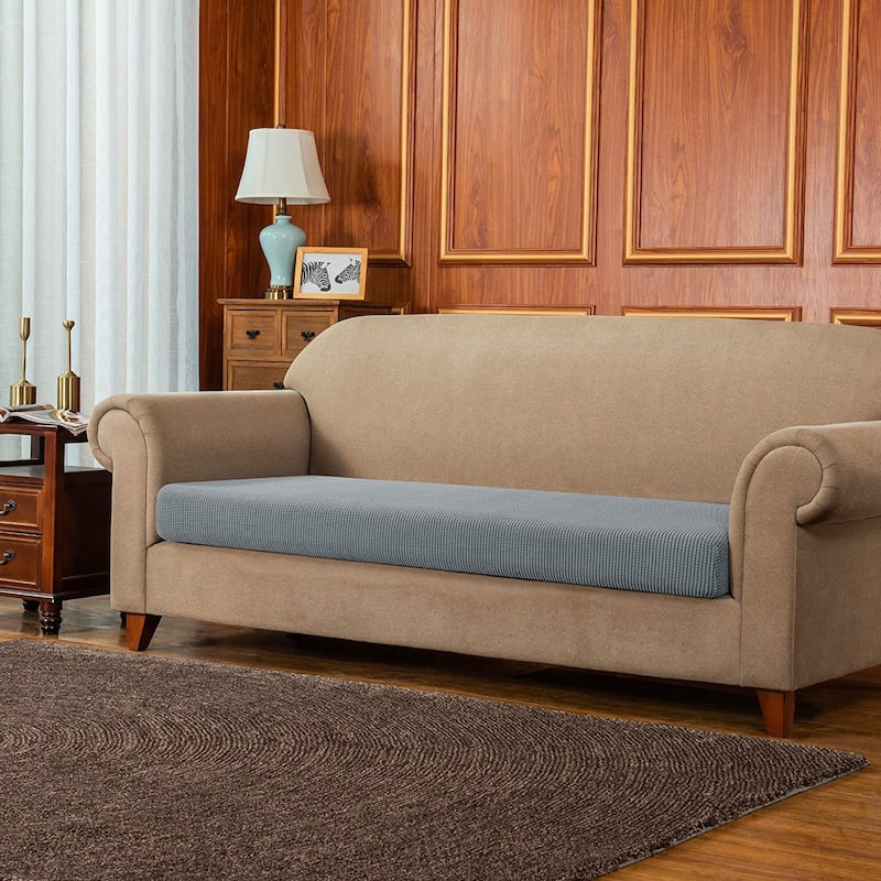 Subrtex Stretch Loveseat Cushion Cover Textured Grid Furniture Covers - Light Gray