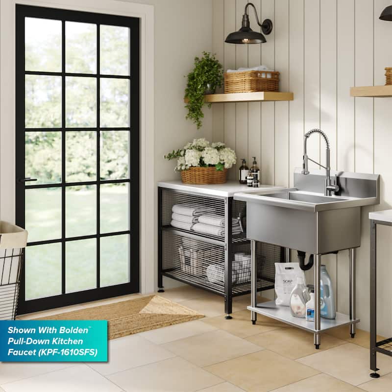 KRAUS Standart Pro 32 in. Stainless Steel 1-Bowl Laundry Utility Sink