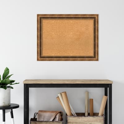 Manhattan Bronze Wood Framed Natural Corkboard Bulletin Board - Board Size 28x20