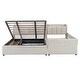 preview thumbnail 6 of 13, Upholstered Mother & Child Platform Bed, Queen & Twin XL Platform Bed Frame w/ Hydraulic Storage System, Drawer Box & USB Ports