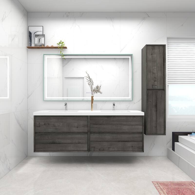 Selina 72" Wall Mounted Vanity with Double Sink - 72