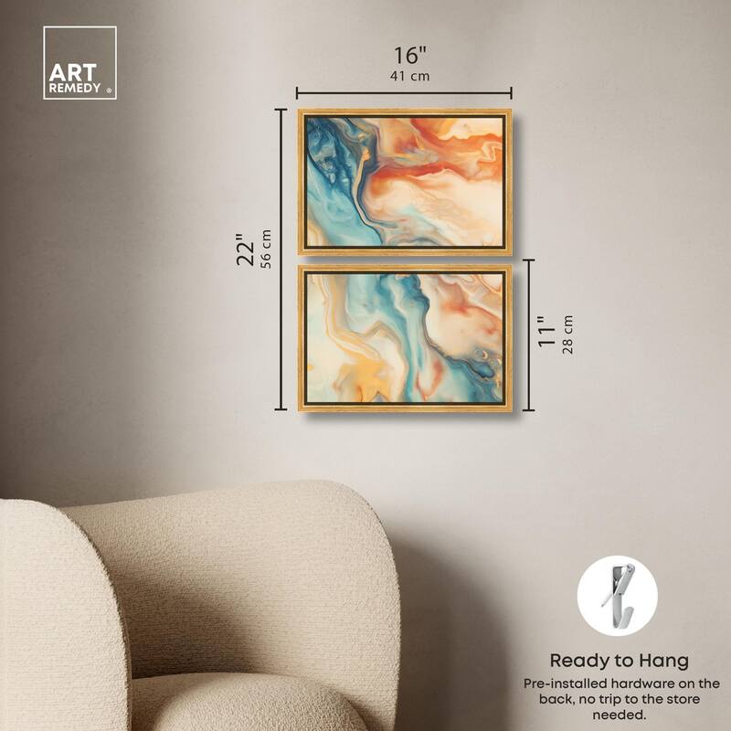 Marbled Sunrise II Canvas Set of 2 by Art Remedy