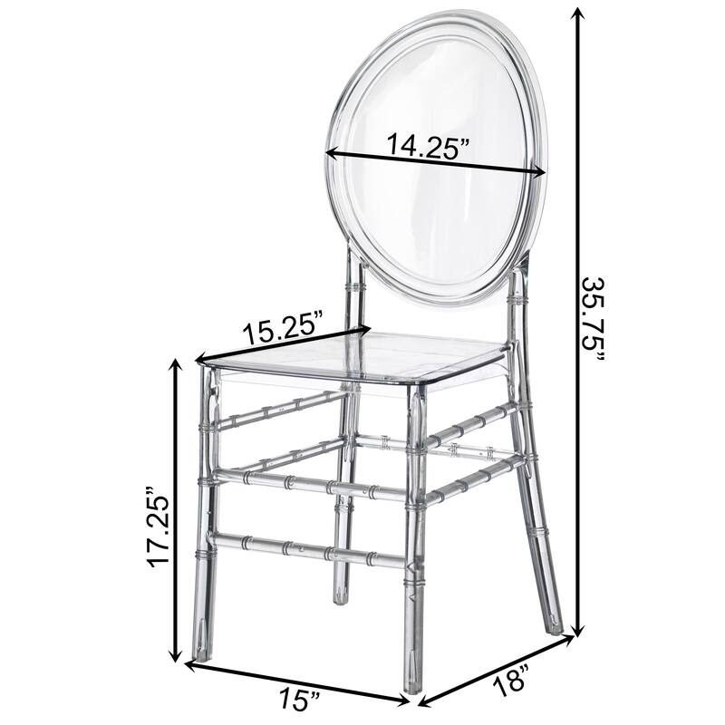 Modern Acrylic Crystal Ice Chair, Florence Dining Chair, Stackable Transparent Seating for Events and Weddings
