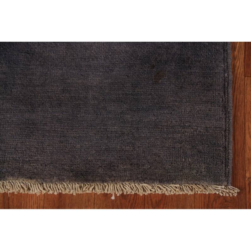 Gray Blue Gabbeh Modern Rug Handmade Wool Carpet - 3'5" x 4'10"