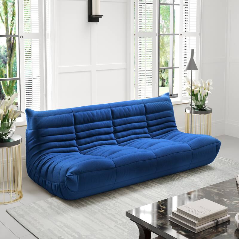 69 Inch Armless Teddy Fabric Soft Sofa Modern Couch - Blue