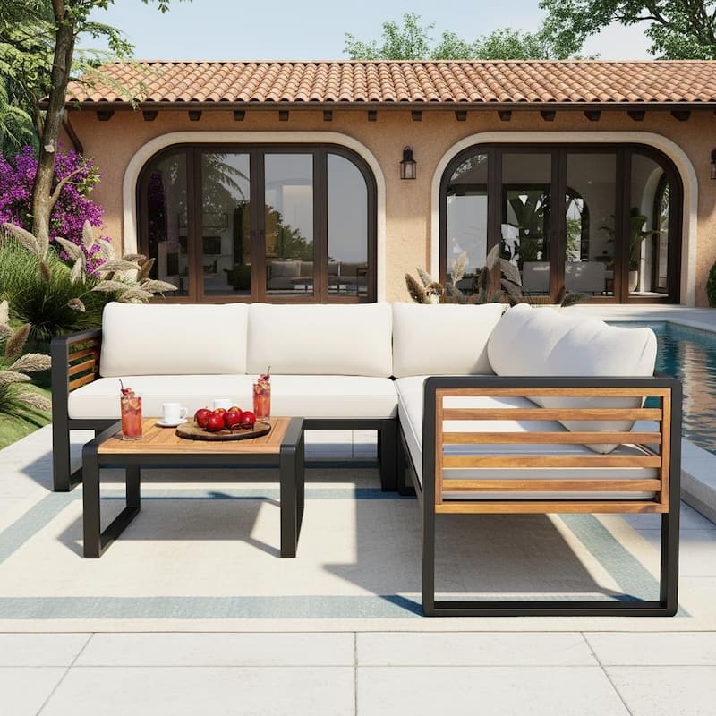 Modern Oasis 4-Piece Outdoor Conversation Set by Leisure Zone