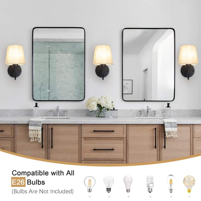2-Light Modern Wall Sconce Bathroom Vanity Light with Glass Shade