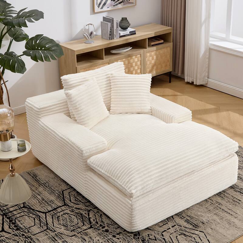 67" Upholstered Chaise Lounge Chair Sleeper Sofa Bed with Pillows, No Assembly Required