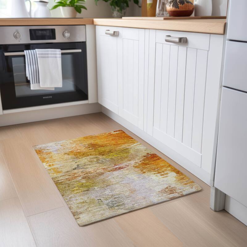 Machine Washable Indoor/ Outdoor Chantille Abstract Ombre Rug - Paprika - 1'8" x 2'6"